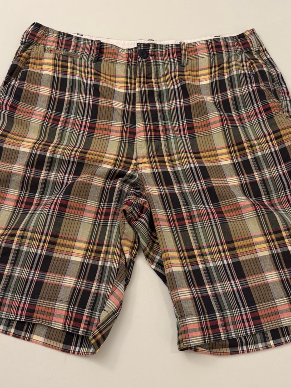 Polo by Ralph Lauren Men's Plaid Flat-Front Shorts - Black, Olive, Coral, Yellow